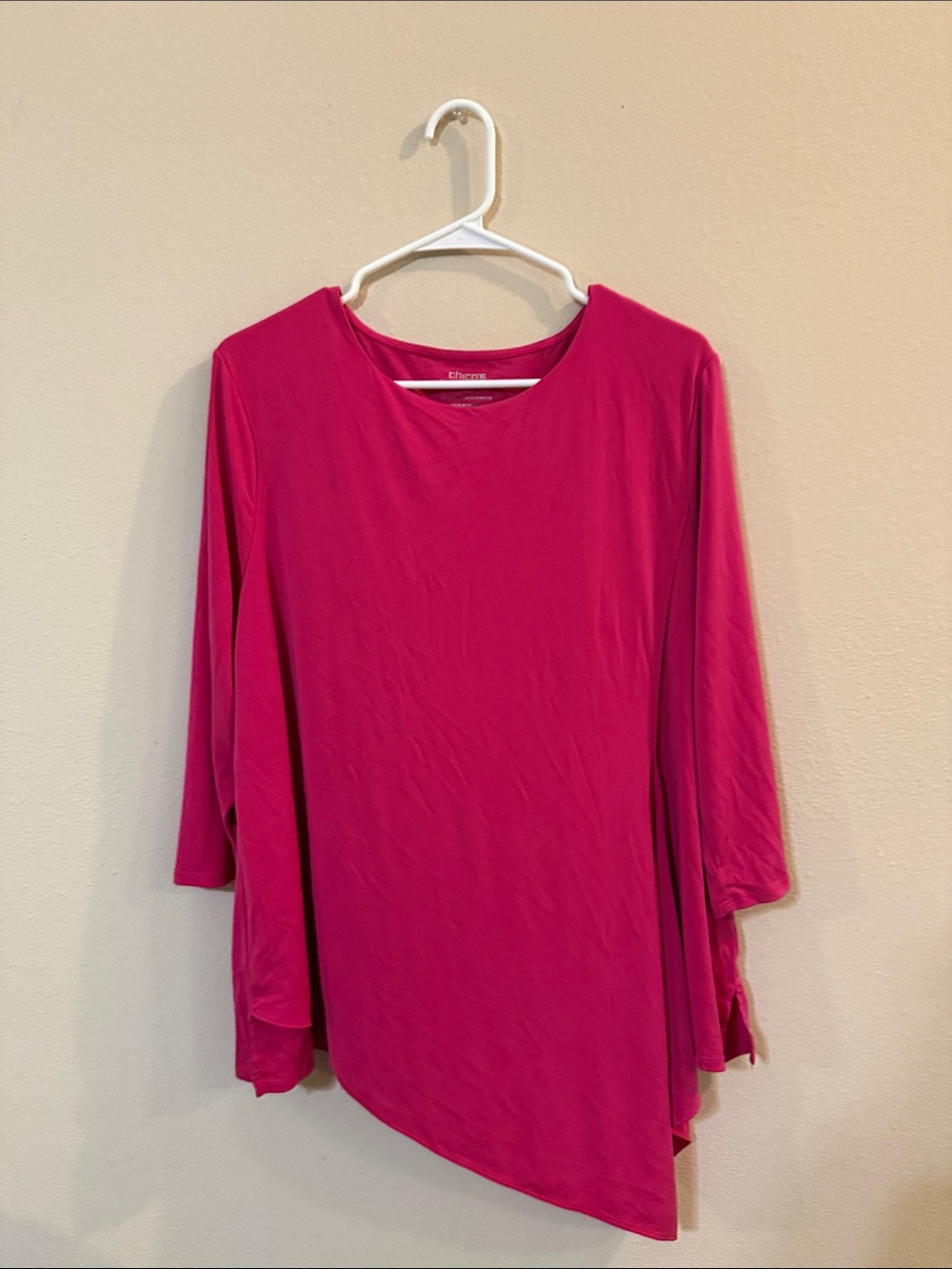 Chico's Hot Pink Long Sleeve Asymmetric Tunic